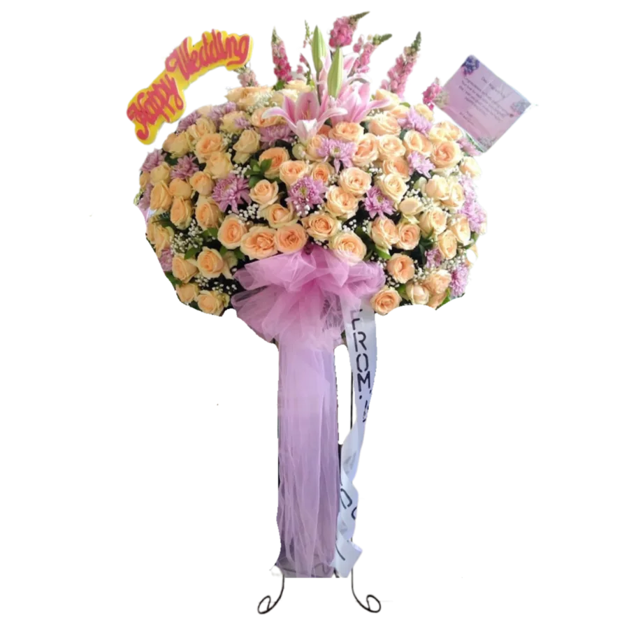 Standing flower dengan pita ucapan