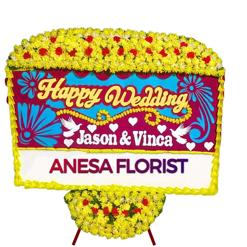 Bunga Papan Happy Wedding Delevia 04
